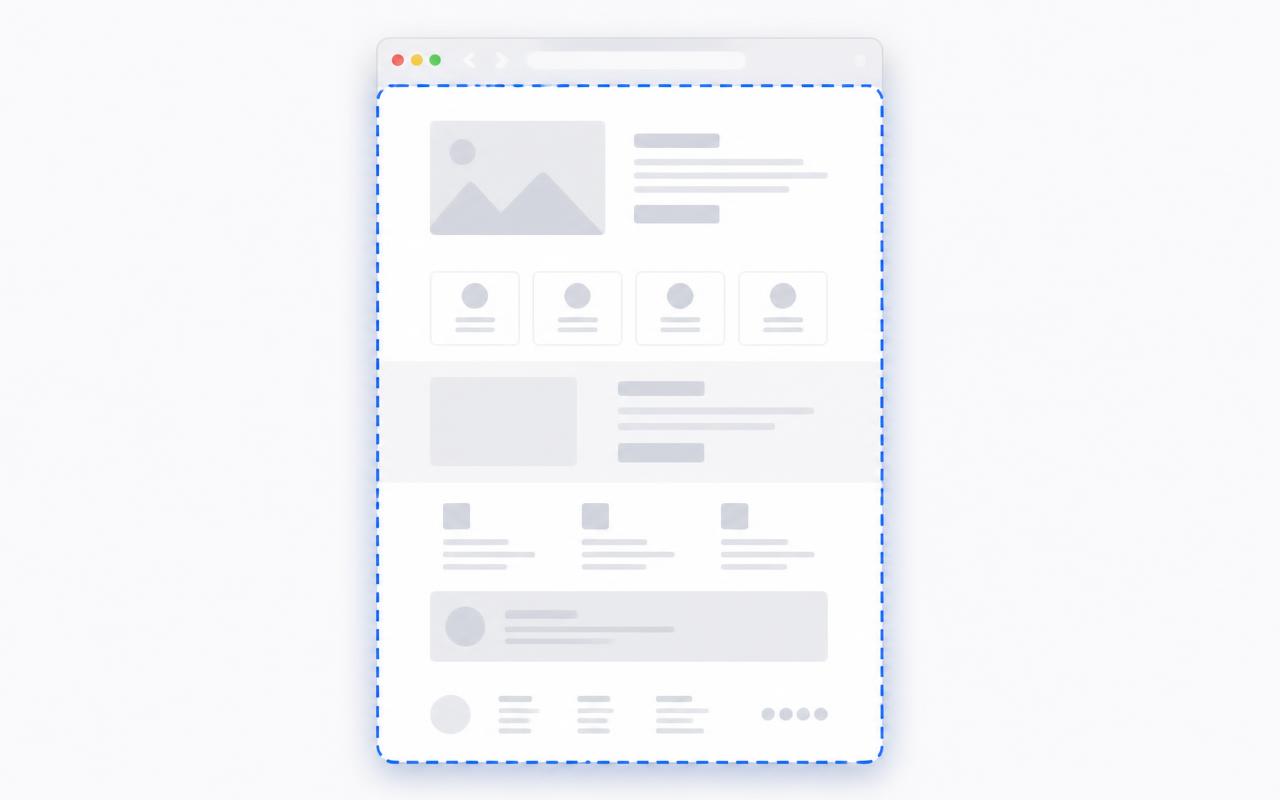 A long webpage being captured in one click with the Alt+Shift+S shortcut
